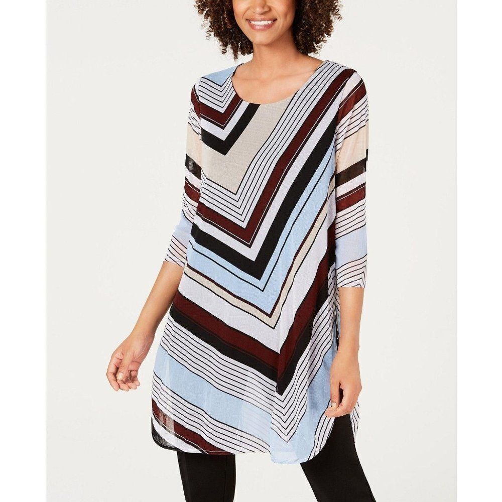 Alfani NWT Petite Chevron-Striped Tunic Blouse Top